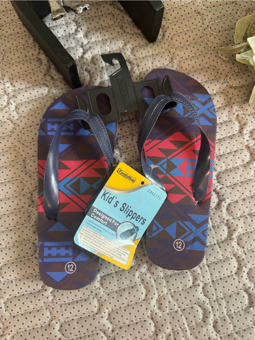 Kids' Geometric Print Flip Flops - Blue & Red